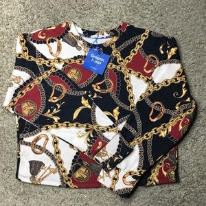 Zara Graphic Cropped Pullover Sweatshirt